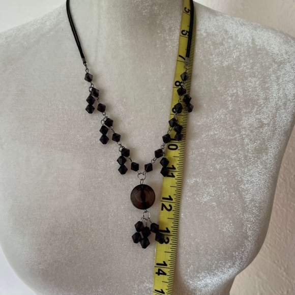 VINTAGE: Black Beaded Chain Necklace - Adjustable Length - Picture 7 of 7
